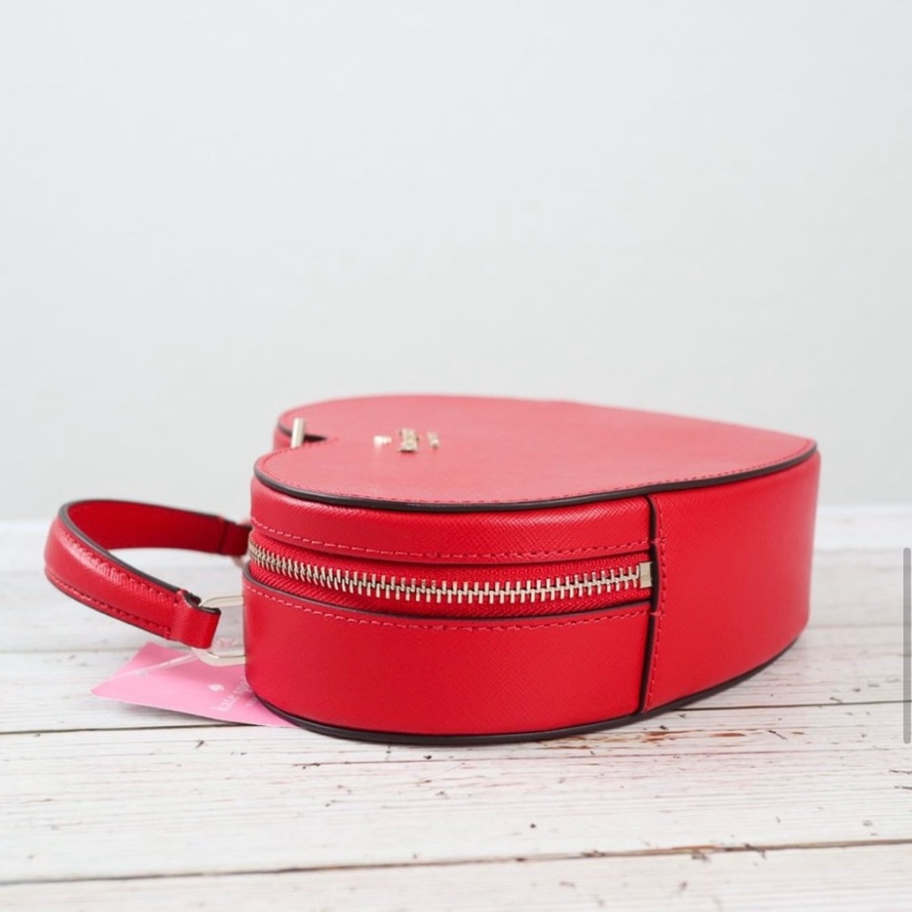 NWT Kate Spade Love Shack Heart Crossbody Purse Leather Candied Cherry Red - Picture 9 of 12